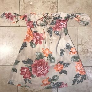 Honey belle floral off the shoulder dress